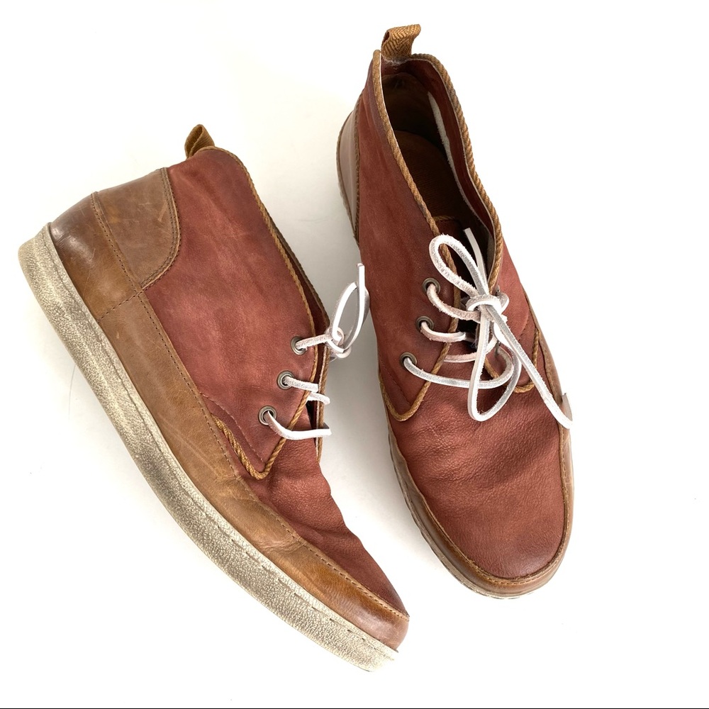 MJUS Mens EU 43 / US 9 Brown Leather Casual Lace Up Ankle Boots Sneakers